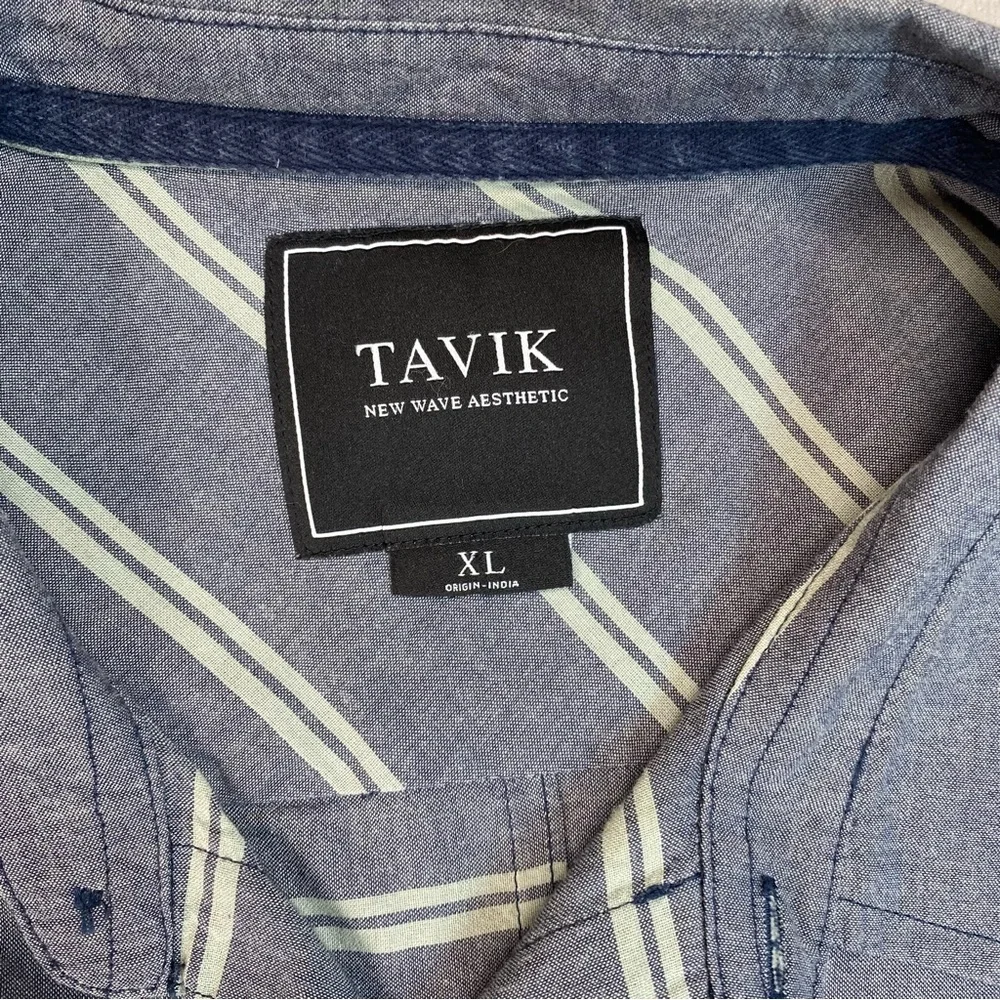 Tavik Mens Shirt Button Up Long Sleeve Striped Modern Beach XL - Picture 6 of 10